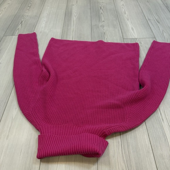 Banana Republic Medium 100% Cashmere Turtleneck Sweater Relaxed Ribbed Pink - Picture 8 of 10